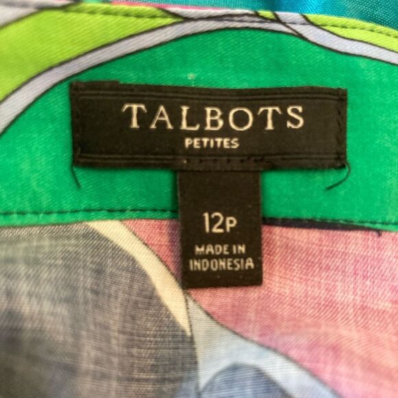 Talbots Mandarin Collar Blouse Italian designer vibe,beautiful fabric side vents - Picture 12 of 13